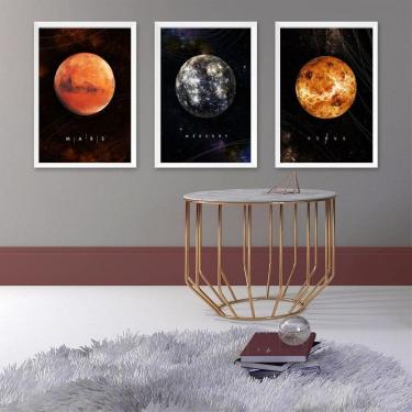 Imagem de Kit 3 Quadros Decorativos Planetas 33X24Cm - Com Vidro