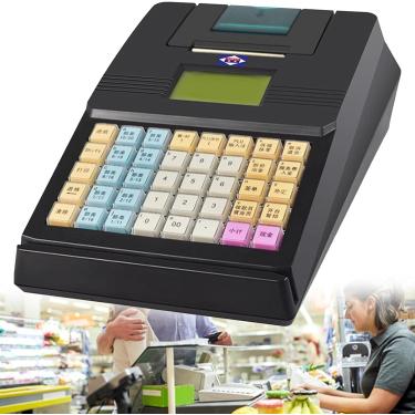 Imagem de Mini caixa registradora eletrônica comercial, para supermercados de pequenas empresas, lavras inteligentes de 40 teclas com impressora térmica, teclado inglês completo, preto