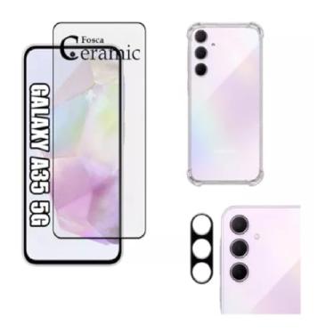 Imagem de Kit Para Samsung Galaxy A35 A55 - Película Cerâmica Fosca + Capa + Pelicula Câmera