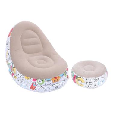 Imagem de Sofá Inflável, Cadeira Inflável para Móveis de Sala de Estar Com Banco para Pés de Descanso, sofá Inflável de Ar Com Pelúcia Suave, Cadeiras Infláveis ​​de sofá Preguiçoso