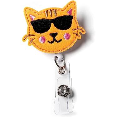 Imagem de Suporte para carretel de crachá de gato – Suporte para crachá de nome de enfermagem – Carretel de crachá de feltro para enfermeiros, estudantes e professores – Suporte de crachá de identificação bonito e prático – Clipe de jacaré – Fácil de usar e resistente