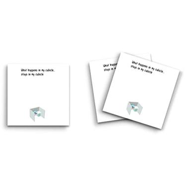 Imagem de Butler in the Home Sticky Notes Pacote com 12 7,6 cm x 7,6 cm, 50 folhas por bloco, humor de escritório What Happens in My Cubicle Stays in My Cubicle, blocos de notas engraçados fofos papel de