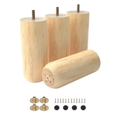 Imagem de Conjunto de 4 pés de madeira para móveis de madeira, pernas de sofá, pés de móveis de madeira maciça para armário, cômoda, otomano, banco, mesa de cabeceira, poltrona, mesa, aparador - acabamento