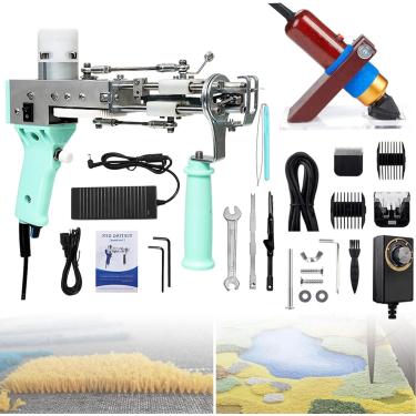 Imagem de Pistola de tufos com aparador de carpete 2 em 1 Pilha de corte e Pilha de laço Pistola de tufos, alta velocidade 5-40 pontos/seg, kit de pistola de tufos de tapete, kit de fabricação de tape