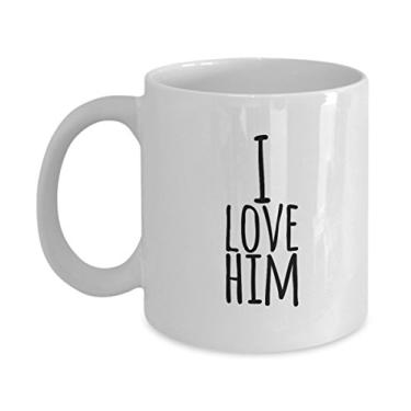 Imagem de Canecas de café para casal – I love Him – I love Her – Itens para presentes – Canecas para marido e esposa – Canecas de café namorado e namorada – Ideia única de presente – Canecas de amor (ele)