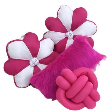 Imagem de Kit Almofadas Flor + Nó + Baguete Cheias Decoração - Gaby Flor Confecç