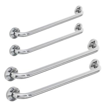 Imagem de Alça de Apoio Inox Barra 50cm 80cm Kit 4 Unidades Idoso Cadeirante Def