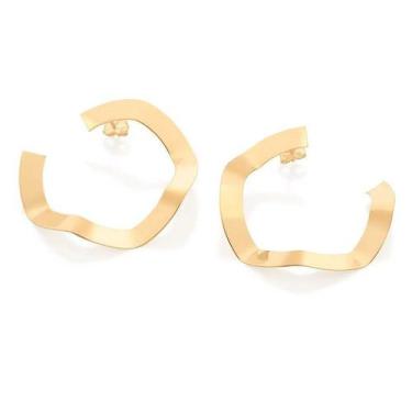 Imagem de Brincos banhado ouro 3x 24k 18k e 22k femininos meia argola grandes ro