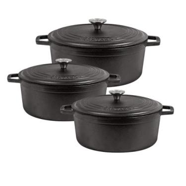 Imagem de Jogo De Panelas Caçarolas De Ferro Fundido 16 18 22 Neo Alça de Ferro 