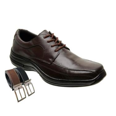 Imagem de Sapato Confort Masculino Oxford em Couro Confortável Com Cadarço + Cin