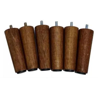 Imagem de Kit 6 pés cama box de 12 cm fixas  (cor imbuía) - MADEIRA REAL FLEX