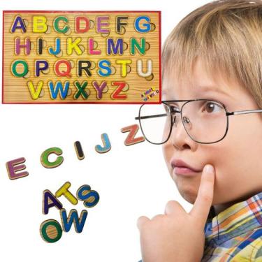 Imagem de Alfabeto Divertido Brinquedo Pedagógico de Madeira Encaixe - TRALALA