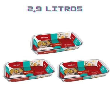 Imagem de Conj 3 Travessa Retangular Vidro 2,9L Nadir Forno Freezer - Nadir Figu