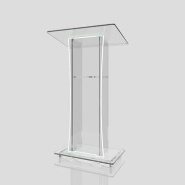 Imagem de Púlpito em Acrílico para Igreja e/ou Eventos com Gravação e Led grátis Mod. Rute Transparente (Tradicional, Moderna ou Sem Gravação) Cores em Led. (Sem Gravação, LED BRANCO)