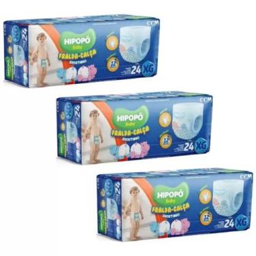 Imagem de Fralda Calça Hipopó Baby 3 Pacotes Tamanho XG Com 24 Unidades Cada