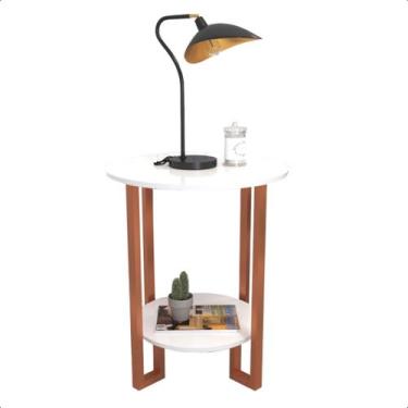 Imagem de Mesa De Canto Apoio 2 Tampos Pés Cobre - Várias Cores - RDS Metalúrgic