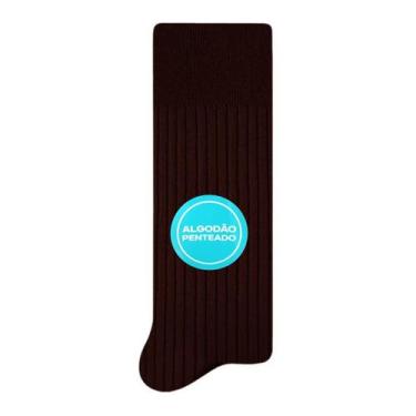 Imagem de Meia Social Masculina Algodão Penteado Selene 8006, 39-43, Marrom