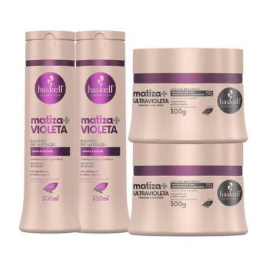 Imagem de Haskell Kit 2 Shampoo Matizador Roxo + 2 Máscaras Platinado - Haskell 