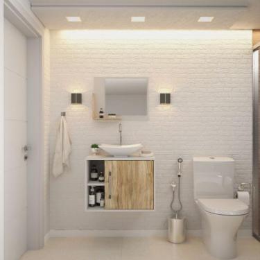 Imagem de Gabinete P/Banheiro Soft 60 cm C/cuba L38 e Espelheira - Compace, Bran