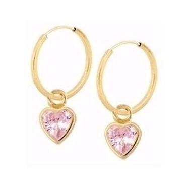Imagem de Brinco Argola Ouro 18k Pequena Infantil + Pingente Coração - RD Magazi
