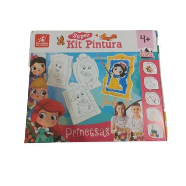 Imagem de Kit Pintura Infantil Princesas Baby Cavalete Em Madeira 45Cm - Brincad
