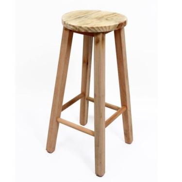 Imagem de Banqueta de Madeira Crua - Alta Sem Encosto - Redonda - Veneri  (VBASE