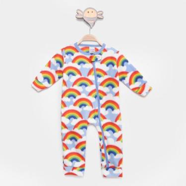 Imagem de Macacão Pijama Bebê Candy Kids Soft Fleece Masculino, Azul, Branco, 2A