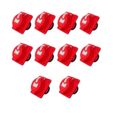 Imagem de 10pc tomada embutir vermelha  3p+t 16a 6h 380/415v n4046 - 000021