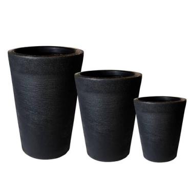 Imagem de Jogo Vasos Luxo Plantas Casa Jardim Decoração coluna grafiato 3 Tamanh