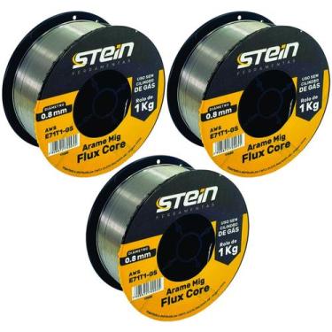 Imagem de Arame Solda Mig 0,8mm Com 1Kg Sem Gás E71T0-GS 03 Rolos Stein
