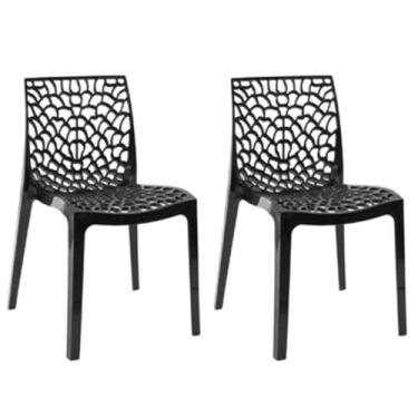Imagem de Kit com 2 Cadeiras Gruvyer Estrutura em Polipropileno Fratini, Preto