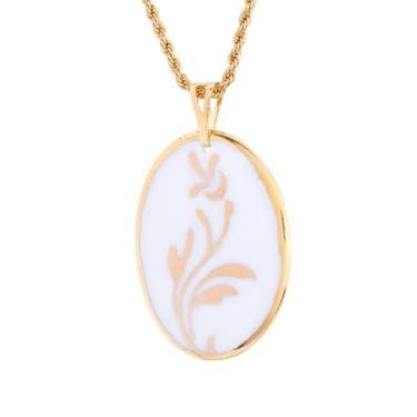 Imagem de Pingente Florzinha em porcelana pintada à mão com ouro - Design Medalh