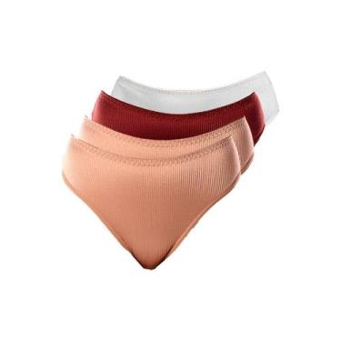 Imagem de Kit com 4 Calcinhas Alta Abrupt Demillus 56096, Branco, XG