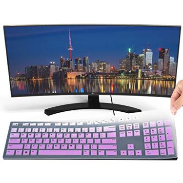 Imagem de Capa de teclado para teclado sem fio Dell KM636 e teclado com fio KB216, teclado de desktop Dell Optiplex 5250 5460 7450 7050 e Inspiron AIO 3475/3670/3477, capa para teclado Dell KM636 - roxo degradê