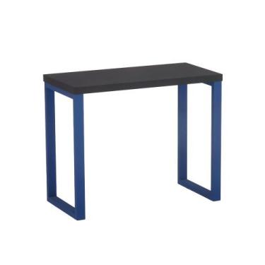 Imagem de Mesa Auxiliar Tubolar PE 40 Pandin 90 x 45 Cm Preto e Azul Del Rey