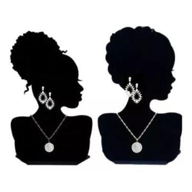 Imagem de 2 Bustos Afro Expositor De Jóias Colar Brincos De Qualidade - Loja Din