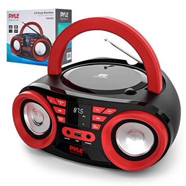 Imagem de Pyle Eua Leitor de Cd Portátil Alto-Falante Boombox Bluetooth - Rádio Estéreo Am/Fm e Som de Áudio, Suporta Cd-R-Rw/Mp3/Wma, Usb, Aux, Fone de Ouvido, Display Led, Alimentado por Bateria/Ac, Vermelho