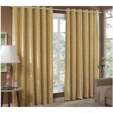 Imagem de Cortina Jacquard Sala e Quarto 6,00x2,80 Dourado Ilhós Quadrado Cromad