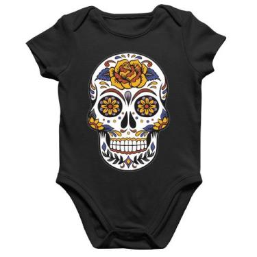 Imagem de Body Bebê Algodão Caveira Mexicana - Foca na Moda, Preto, M