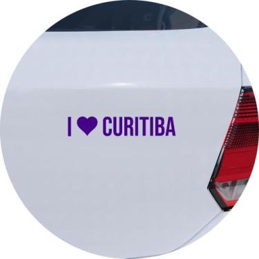 Imagem de Adesivo de Carro Eu Amo Curitiba - I Love Curitiba - Cor Roxo - Melhor
