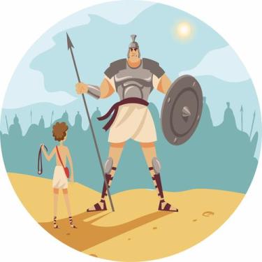 Imagem de Painel de Tecido Sublimado Redondo Davi e Golias Batalha c/ Elástico -