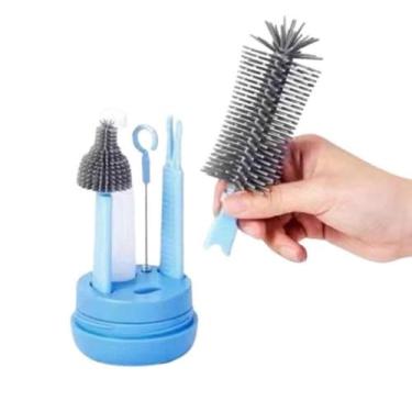 Imagem de Kit De Escovas Silicone 4 em 1 Para Limpeza De Mamadeira Garrafa Copo 