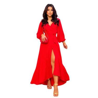 Imagem de Vestido Longo Envelope - Boutique Gamora, Vermelho, Ú