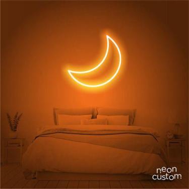Imagem de luminaria letreiro Neon Led Lua 60x60 luminoso decoração p/ selfie - N