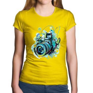 Imagem de Baby Look Algodão Câmera Fotográfica - Foca na Moda, Amarelo, G