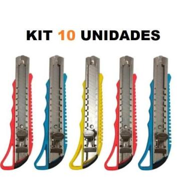 Imagem de Kit 10 Estiletes De Metal Lâmina 18mm Com Trava - FERRAGENS