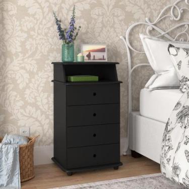 Imagem de Mesa de Cabeceira para quarto solteiro ou casal com 4 gavetas e nicho 