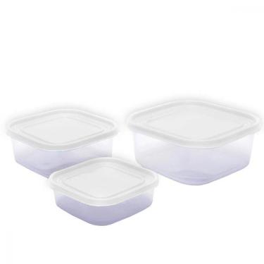 Imagem de Kit 3 Potes Plásticos Marmitas Vasilha Porta Alimentos Utensílios Cozi