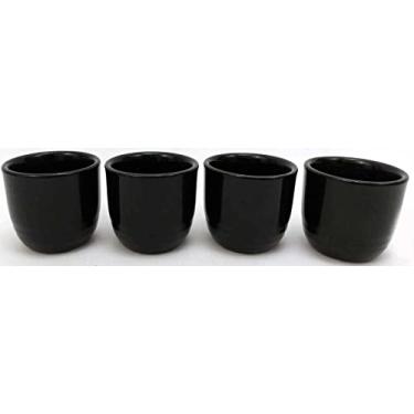 Imagem de JapanBargain, Conjunto de 4 xícaras de saquê de porcelana japonesa, copo de saki, pequeno copo de chá seguro para micro-ondas e lava-louças, 42,5 g (preto)