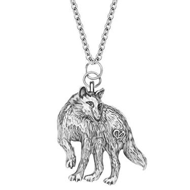 Imagem de DALANE Colar de lobo banhado a ouro antigo de liga metálica com pingente de animais joias presentes para mulheres, pingentes, 22mm x 21mm, Zinco, Sem Pedra Preciosa